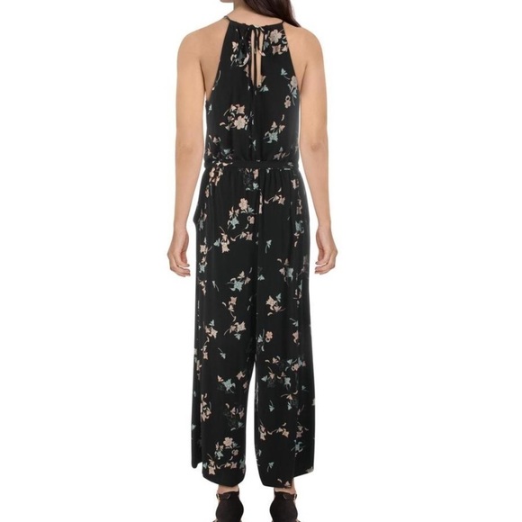 1. State Black Floral Halter sleeveless wide leg Jumpsuit Sz 1X - Picture 2 of 10